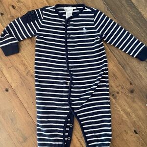 Polo by Ralph Lauren Navy and White Striped Kids Footie